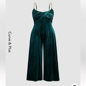 Cider green velvet wrap chain jumpsuit plus 2XL disco queen